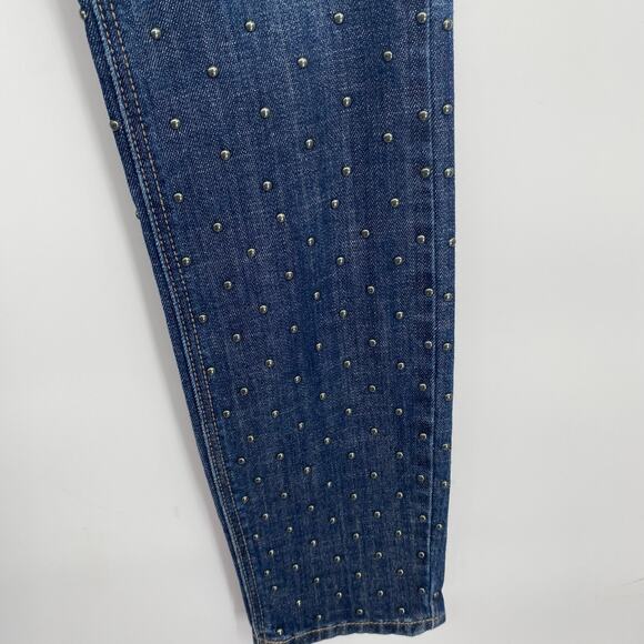 Karen Millen Jeans Women’s 4 Studded Tappered Punk Goth Mid Rise Distressed - Picture 3 of 13